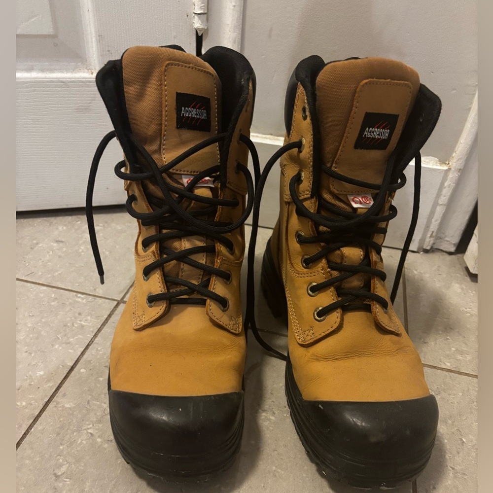 Aggressor Men's Steel Toe Steel Plate Lynx II 6 Inch Leather Work Boots US 9